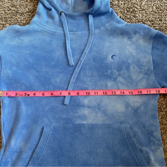 Zyia Size Small Sky Blue Waffle Knit Pullover Hoodie - Picture 5 of 7